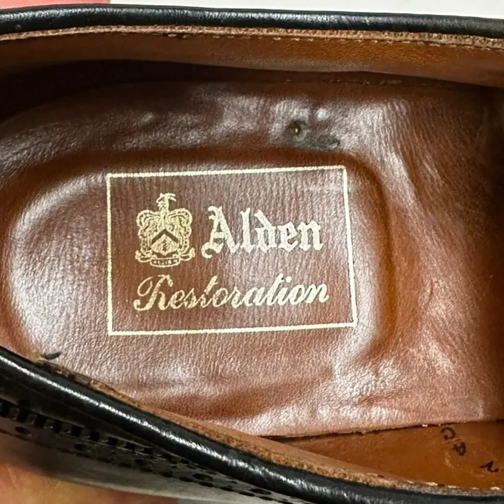 FULLY RESOLED Alden Restoration 909 Medallion Perf Tip Bal Oxford Black USA 12 C